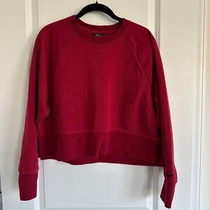 Red Nike Embossed Logo Cropped Dri-Fit Crewneck Sweatshirt Small